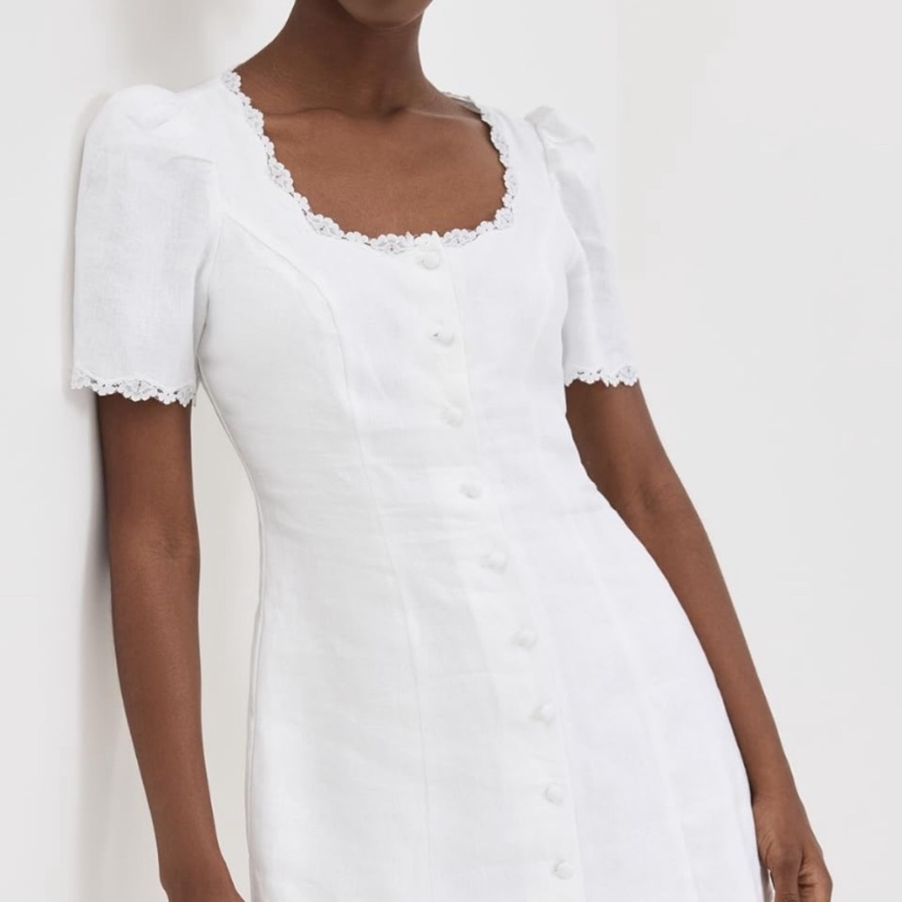 Reformation White Button-Down Mini Dress